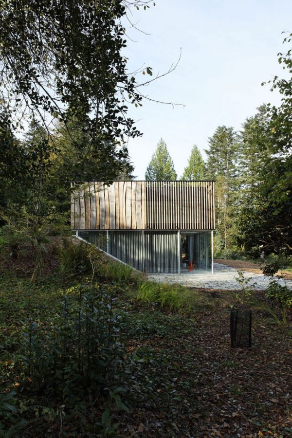 Side View Forest House House With Panoramic View Over The River in Brittany, France
