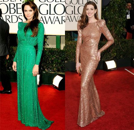 Angelina Jolie in Versace, Anne Hathaway in Armani