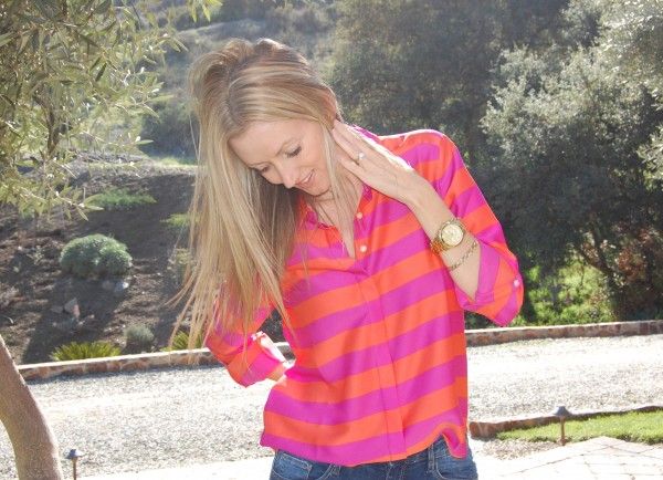 ann taylor striped camp top