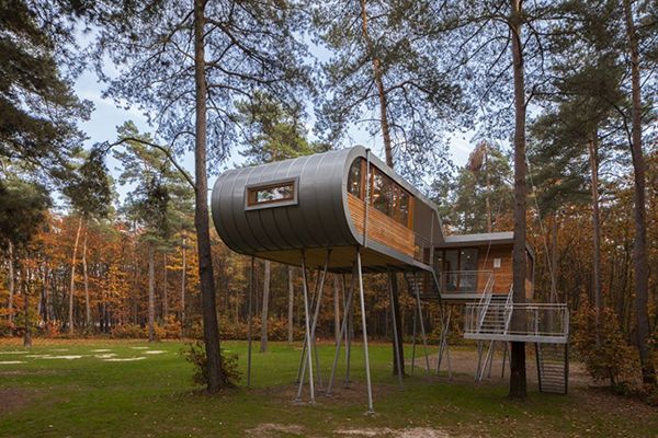 Metallic Structure Creative and Inspiring Treehouse for Children and Adults in Belgium